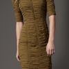 Burberry Zip Front Ruched Dress in Khaki (khaki green) - Lyst