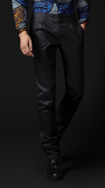Burberry Prorsum Linen and Cotton Slim Fit Trousers - Lyst