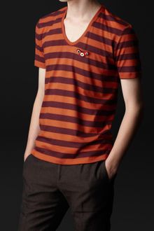 Burberry Prorsum Badge Detail Striped T-shirt - Lyst