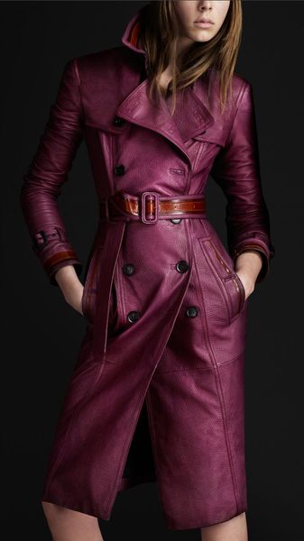 Burberry Prorsum Grainy Leather Trench Coat - Lyst