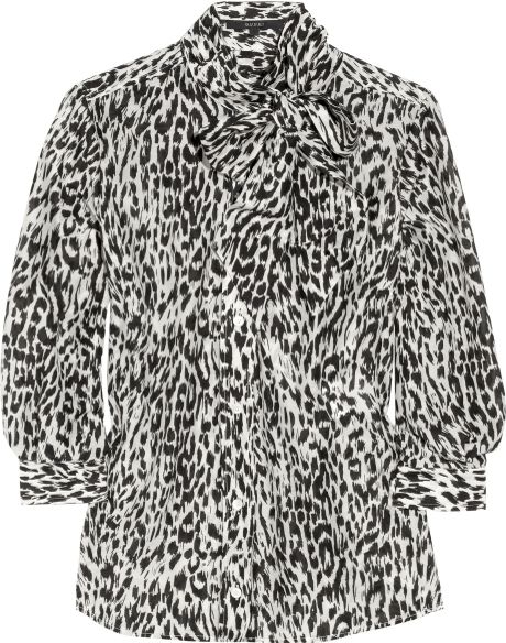 Gucci AnimalPrint Cotton And SilkBlend Blouse in Animal - Lyst