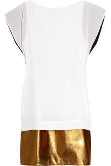 Gucci Two-tone Silk and Metallic Leather Dress - Lyst