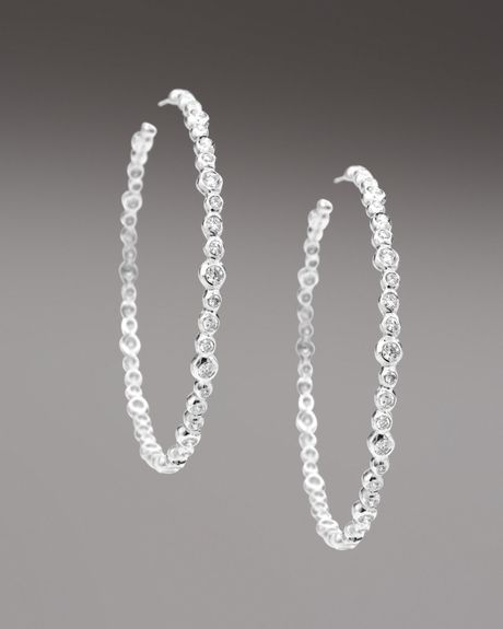 Ippolita Diamond Hoop Earrings in Silver - Lyst