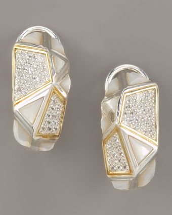 Kara Ross Mother-of-pearl Omega Huggie Earrings - Lyst