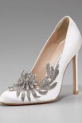 Manolo Blahnik Swan Embellished Satin Pump