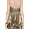 Marchesa Embellished Pleated Silkorganza Dress in Gold (bronze) - Lyst