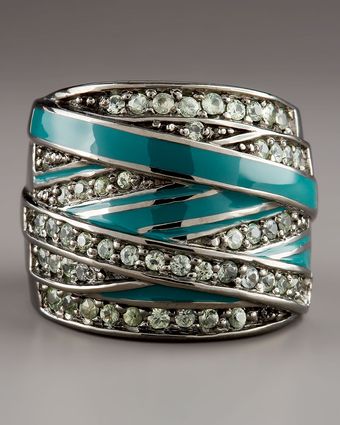 M.c.l By Matthew Campbell Laurenza Pave Green Sapphire & Enamel Ring - Lyst