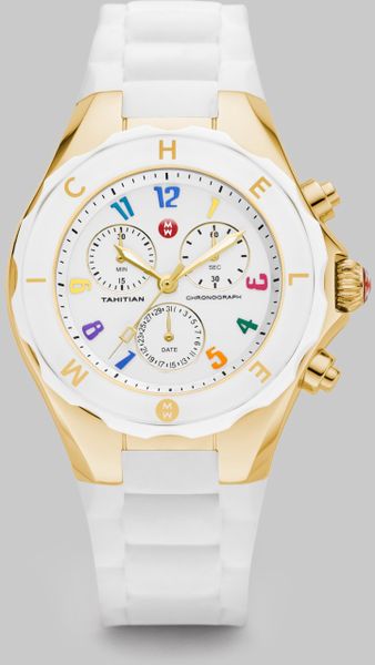 Michele Watches Tahitian Jelly Bean Chronograph Watch/White in White - Lyst