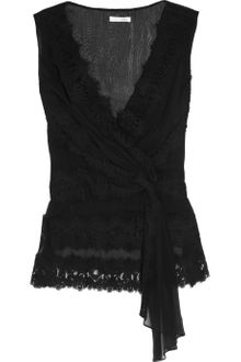 Oscar de la Renta Silk-chiffon and Lace Top - Lyst