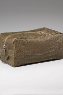 Santiago Gonzalez Zip-top Crocodile Toiletry Bag, Khaki - Lyst