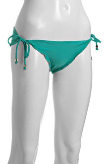 Shoshanna Teal Side Tie Ruffle Trim Bikini Bottom - Lyst