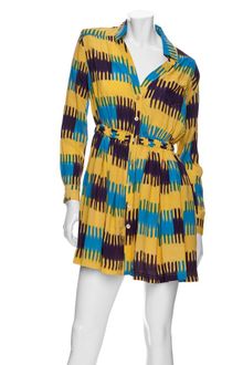 Thakoon Addition Gathered Waist Ikat Print Shirt Dress - Lyst