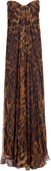 Alexander Mcqueen Silk Chiffon Ocelotprint Dress in Animal (leopard) - Lyst