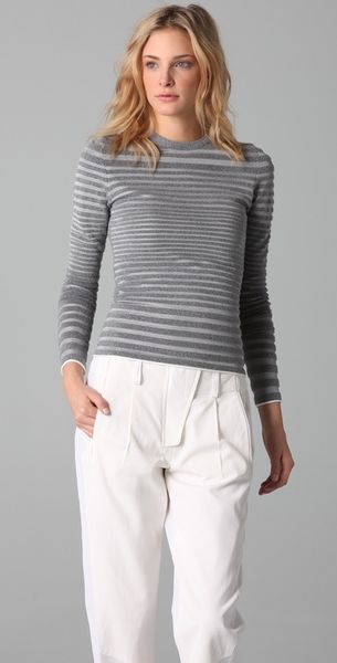Alexander Wang Engineered Stripe Long Sleeve Top in Gray (grey) - Lyst