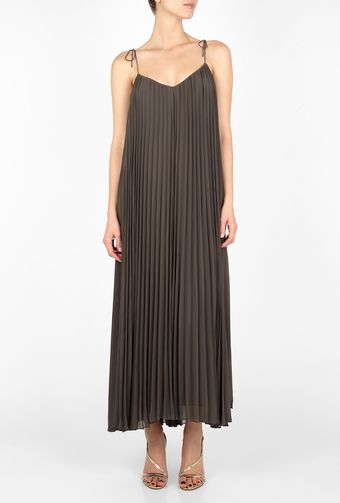 Halston Heritage Musk Spaghetti Tie Strap Pleated Ankle Dress - Lyst