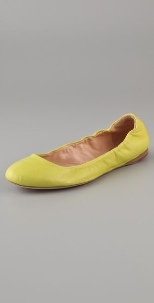 Jil Sander Elastic Topline Flats in Yellow - Lyst