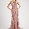Badgley Mischka Chiffon Gown  in Purple (mauve) - Lyst