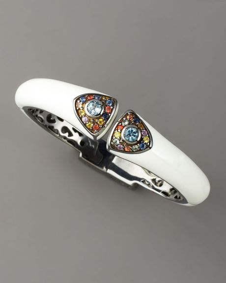 M.c.l By Matthew Campbell Laurenza Art Deco Enamel Bangle, White in White (multi colors) - Lyst