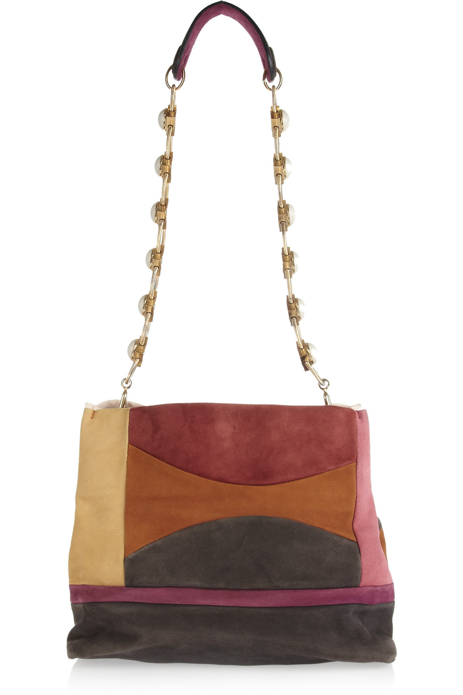 Missoni Patchwork Leather Shoulder Bag in Multicolor (brown) | Lyst