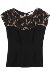 Nicole Farhi Sequin-embellished Silk-georgette Top