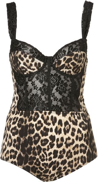 Topshop Black Animal and Lace Body - Lyst