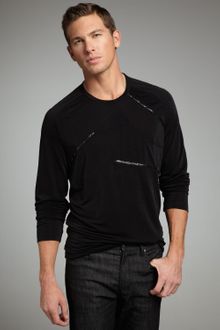 Versace Leather-trim Raglan Tee - Lyst