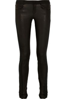 Helmut Lang Mid-rise Leather-paneled Skinny Jeans - Lyst
