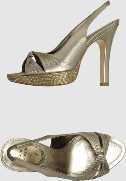 Rene Caovilla Platform Sandals in Gold - Lyst