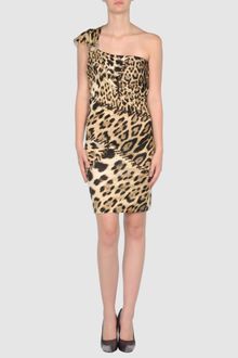 Roberto Cavalli Leopard Print Short Dress - Lyst