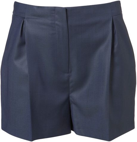 Topshop Prem Coord Tonic Shorts in Blue - Lyst