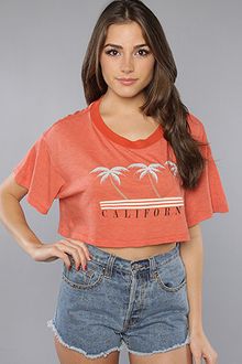 Wildfox The California Coast Cabana Ultra Short Crop Tee in Strawberry - Lyst