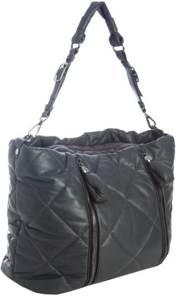 Moncler Quilted Leather Shoulder Bag in Gray (grey)
