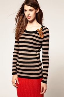 Sonia By Sonia Rykiel Stripe Sweater With Zip Detail - Lyst