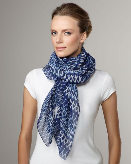 Thakoon Zigzagprint Scarf in Blue (one size) - Lyst