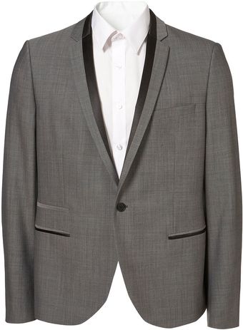 Topman Grey/black Skinny Tux Jacket - Lyst