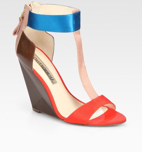 red satin wedges