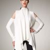 Donna Karan New York Coldshoulder Draped Cardigan in White (ivory) - Lyst