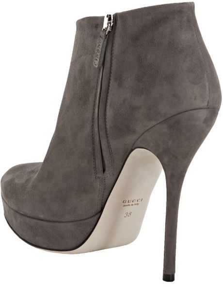 Gucci Grey Suede Sophia Platform Bootie in Gray (grey) | Lyst