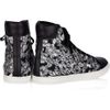 Lanvin Diamondprint Canvas and Leather Hightop Sneakers in Black (white) - Lyst