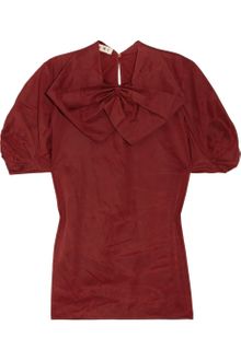 Marni Bow-embellished Silk-crepe Top - Lyst