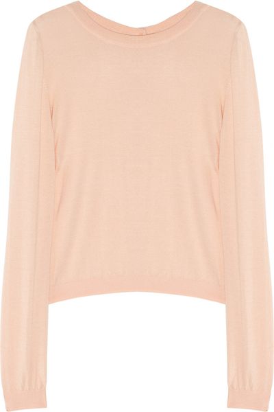 Moschino ButtonBack WoolBlend Sweater in Pink (blush) - Lyst