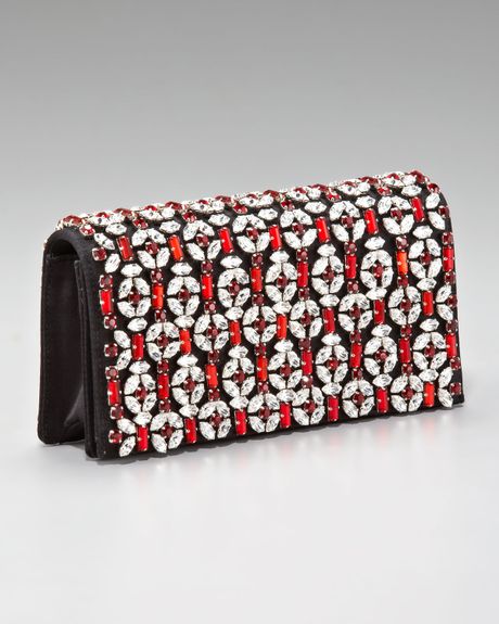 Prada Raso Jeweled Clutch in Black (nero black) - Lyst
