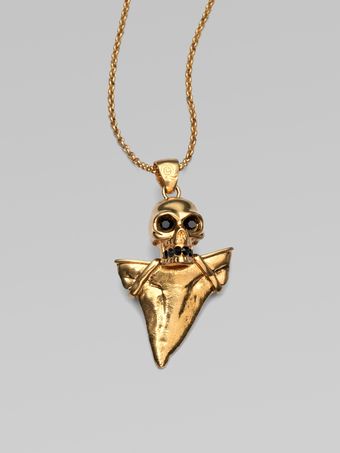 Alexander McQueen Skull & Shark Tooth Pendant Necklace - Lyst