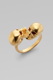 Alexander McQueen Twin Skull Ring - Lyst