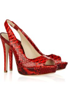 Alexandre Birman Python Peep-toe Slingbacks Pumps - Lyst