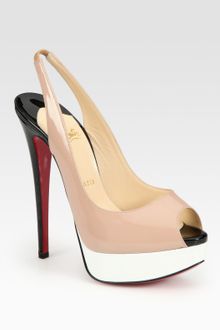 Christian Louboutin Lady Patent Leather Colorblock Peep Toe Platform Sandals - Lyst