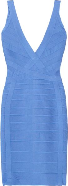 Hervé Léger Bandage Dress in Blue - Lyst