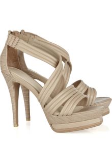 Hervé Léger Croc-embossed and Textured-leather Sandals - Lyst