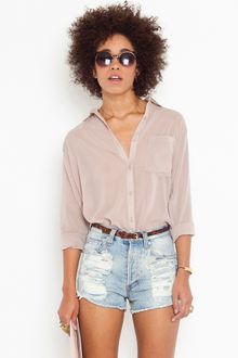Nasty Gal Tied Up Blouse - Nude - Lyst