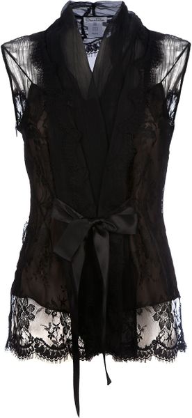 Oscar De La Renta Lace Top in Black - Lyst